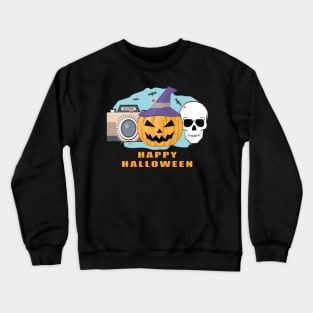 Happy Photography Halloween - Spooky Skull, Pumpkin & Camera Crewneck Sweatshirt